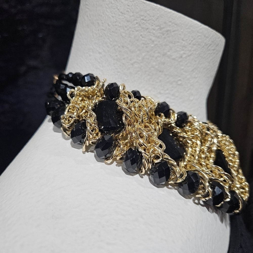 Kaymen Jewelry Gold-Plated Copper Chains Crystal Stone Knit Choker Necklace - Picture 4 of 7